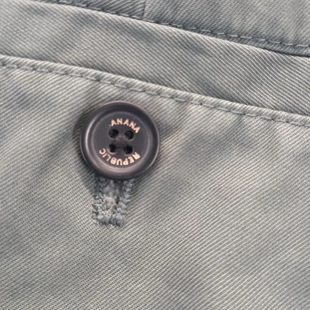 Banana Republic Emerson Men Sz 35x32 Vintage Green Chino Pants Flat Front Cotton